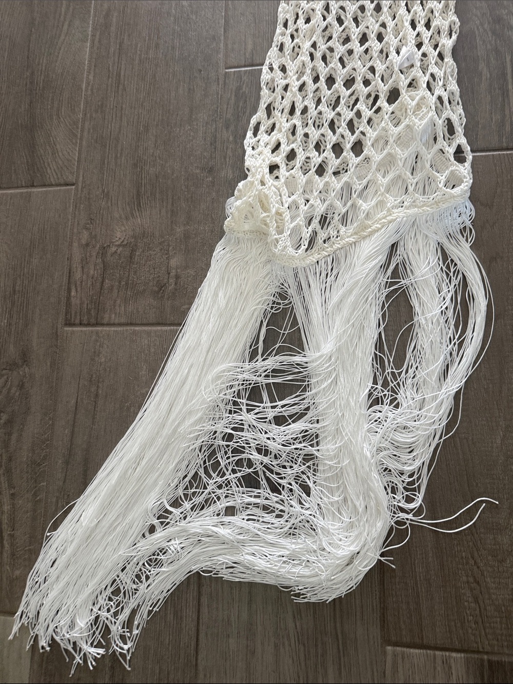 White Macrame Fringe One-Shoulder Maxi Cover-Up - Picture 8 of 9